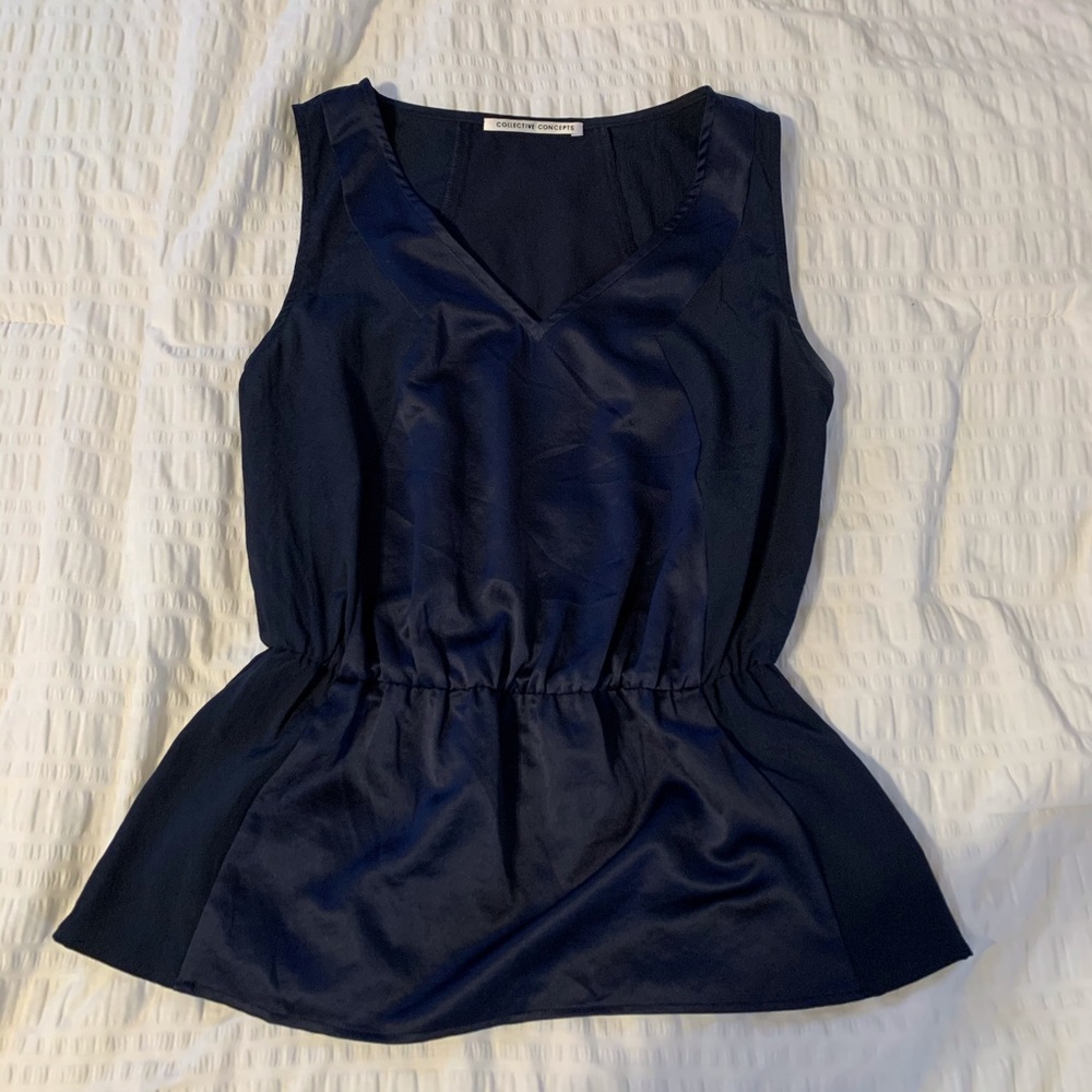 Navy peplum style tank